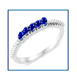5 Stone Blue Sapphire Sterling Silver Ring Size 7